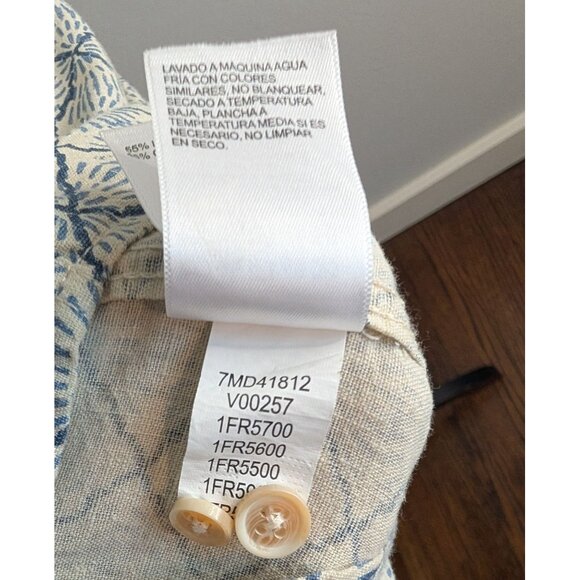 Lucky Brand Blue & White Linen/Cotton Blend Short Sleeve Button Front Shirt - L - Picture 12 of 12